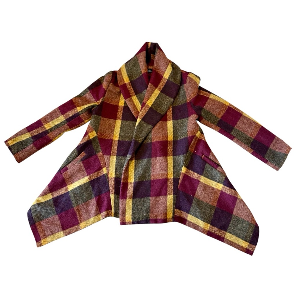 CHICWISH Womens MED Shawl Collar Asymmetrical Wrap Coat Wool Blend‎ MISSING BELT